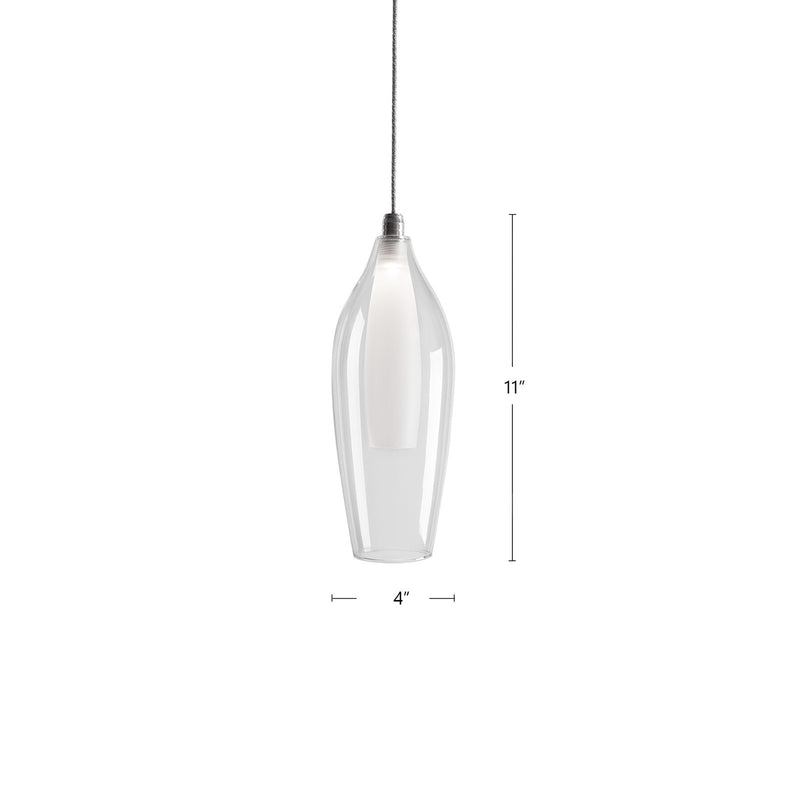Kuzco Victoria 4in 1-Light LED Pendant | Chrome and Opal Clear Glass | Kitchen Island & Dining Room | 11 x 4 in | Model PD3004