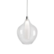 Kuzco Victoria 7in 1-Light LED Pendant | Modern Chrome and Opal Glass | Kitchen Island & Dining Room | 9 x 7 in | Model PD3007