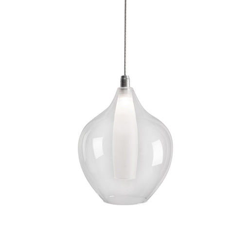 Kuzco Victoria 7in 1-Light LED Pendant | Modern Chrome and Opal Glass | Kitchen Island & Dining Room | 9 x 7 in | Model PD3007