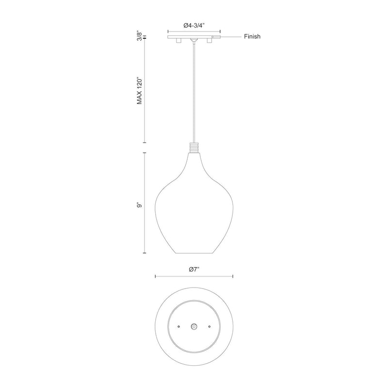 Kuzco Victoria 7in 1-Light LED Pendant | Modern Chrome and Opal Glass | Kitchen Island & Dining Room | 9 x 7 in | Model PD3007