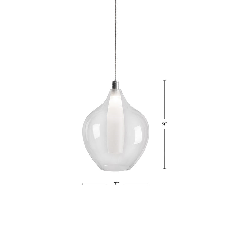 Kuzco Victoria 7in 1-Light LED Pendant | Modern Chrome and Opal Glass | Kitchen Island & Dining Room | 9 x 7 in | Model PD3007