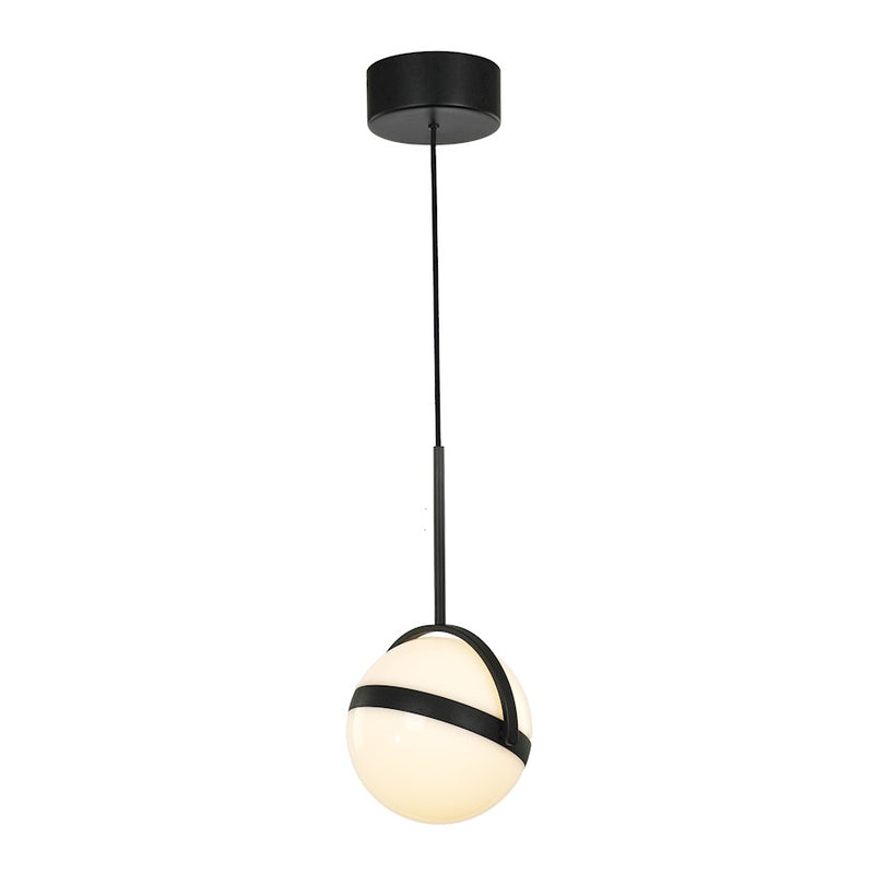 Kuzco Globo 7in 1-Light LED Pendant | Modern Matte Black Metal and Frosted Acrylic Globe | Kitchen Island & Dining Room | Model PD301001MB