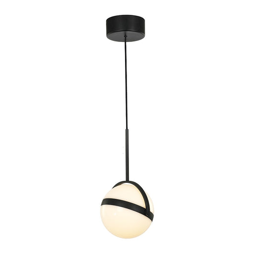 Kuzco Globo 7in 1-Light LED Pendant | Modern Matte Black Metal and Frosted Acrylic Globe | Kitchen Island & Dining Room | Model PD301001MB