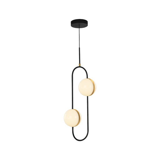 Kuzco Tagliato 2-Light LED Pendant | Modern Matte Black and Brushed Gold with Frosted Acrylic Diffuser | Kitchen Island & Dining | Model PD302002MBBG