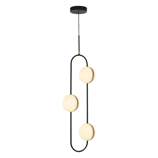 Kuzco Tagliato 3-Light LED Pendant | Modern Matte Black and Brushed Gold with Frosted Acrylic Globes | Dining Room & Kitchen | Model PD302003MBBG