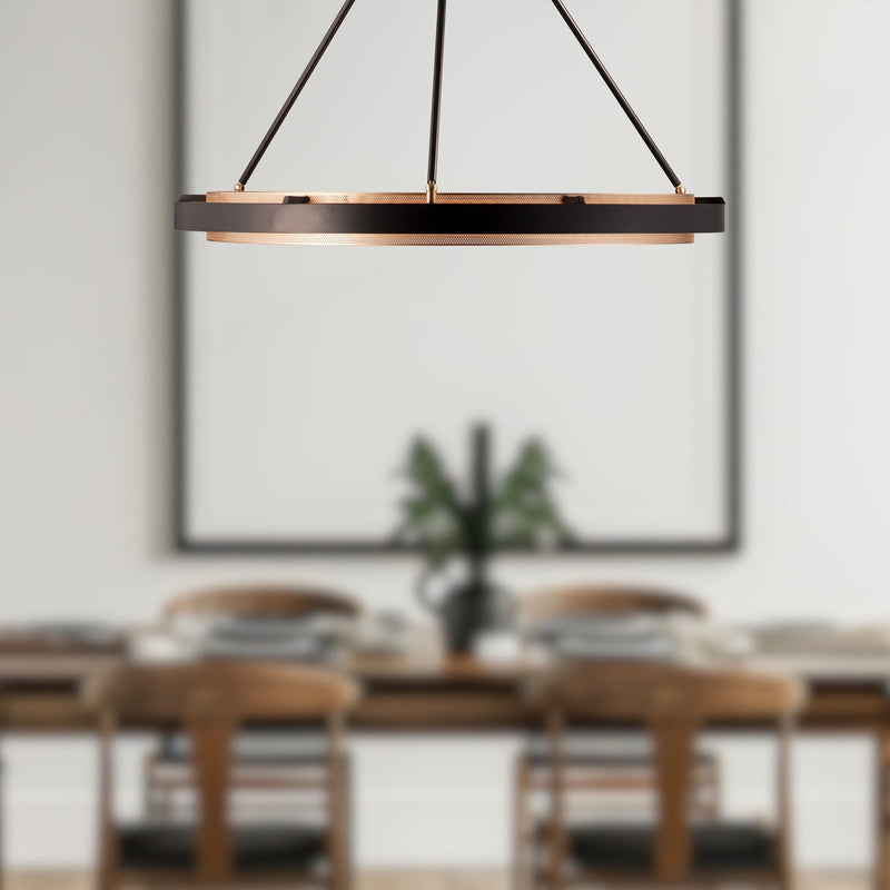 Kuzco Duo 32in LED Pendant | Modern Classic Black and Silver Shimmer Aluminum | Kitchen Island & Dining Room | 31.25 x 26.62 in | Model PD302732CBSS