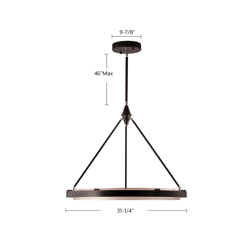 Kuzco Duo 32in LED Pendant | Modern Classic Black and Silver Shimmer Aluminum | Kitchen Island & Dining Room | 31.25 x 26.62 in | Model PD302732CBSS