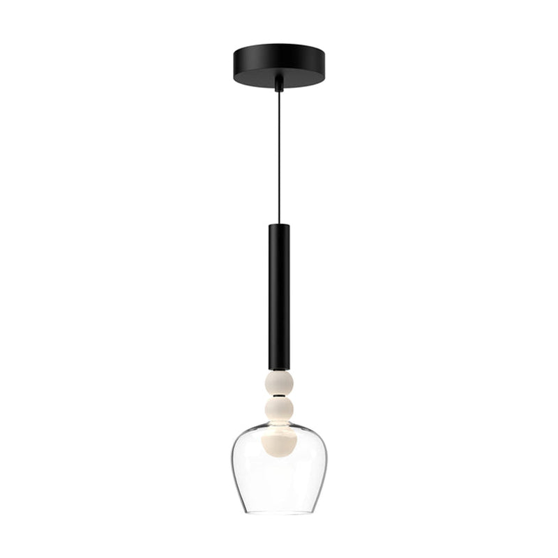 Kuzco Rise 17in 1-Light LED Pendant | Modern Black Aluminum and Clear Glass with White Diffuser | Kitchen Island & Dining Room | Model PD30501-BK-CL