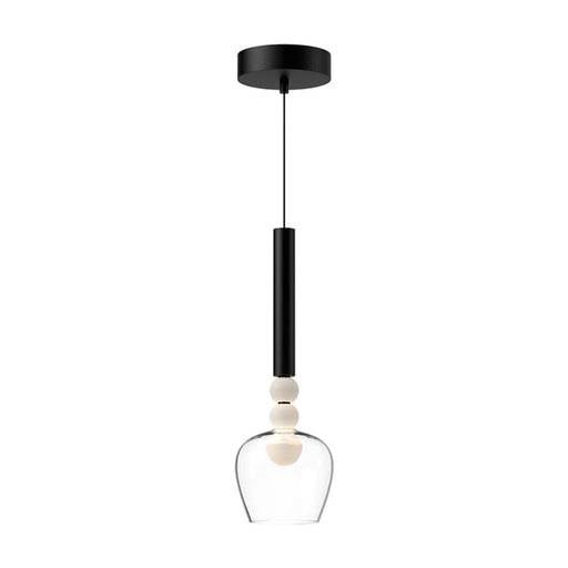 Kuzco Rise 17in 1-Light LED Pendant | Modern Black Aluminum and Clear Glass with White Diffuser | Kitchen Island & Dining Room | Model PD30501-BK-CL