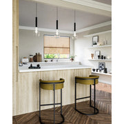 Kuzco Rise 17in 1-Light LED Pendant | Modern Black Aluminum and Clear Glass with White Diffuser | Kitchen Island & Dining Room | Model PD30501-BK-CL