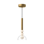 Kuzco Rise 15in 1-Light LED Pendant | Modern Brushed Gold Aluminum and Clear Glass | Kitchen Island & Dining Room | Model PD30502-BG-CL