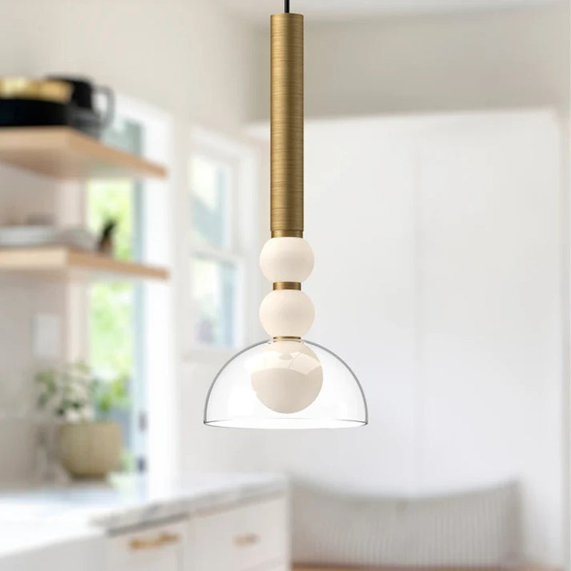 Kuzco Rise 15in 1-Light LED Pendant | Modern Brushed Gold Aluminum and Clear Glass | Kitchen Island & Dining Room | Model PD30502-BG-CL