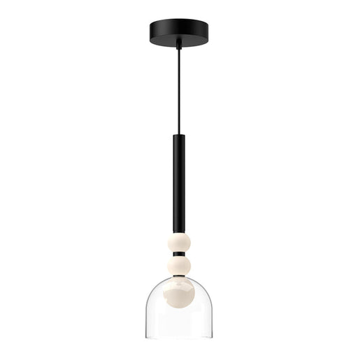 Kuzco Rise 17in 1-Light LED Pendant | Modern Black Aluminum and Clear Glass | Kitchen Island & Dining Room | 17 x 5.62 in | Model PD30505-BK-CL