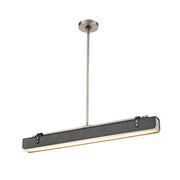 Kuzco Valise 31in 1-Light LED Pendant | Vintage Industrial Aged Nickel and Tuxedo Leather with Frosted Acrylic Diffuser | Living | Model PD307931ANTL