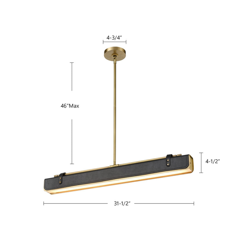Kuzco Valise 31in 1-Light LED Pendant | Vintage Industrial Aged Nickel and Tuxedo Leather with Frosted Acrylic Diffuser | Living | Model PD307931ANTL