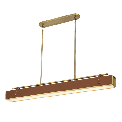 Kuzco Alora Valise 60in 92W LED Pendant | Vintage Brass and Cognac Leather with Frosted Acrylic Diffuser | Kitchen Island | Model PD307960VBCL