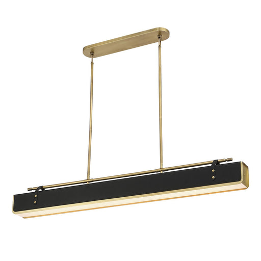 Kuzco Alora Valise 60in 1-Light LED Pendant | Vintage Brass Tuxedo Leather and Frosted Acrylic | Kitchen Island & Dining Room | Model PD307960VBTL