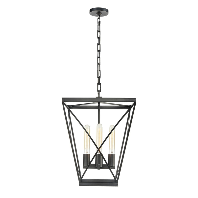 Kuzco Lattice 16in 4-Light Pendant | Modern Urban Bronze Brass Frame with Criss-Cross Bands | Dining Room & Entryway | Model PD309616UB