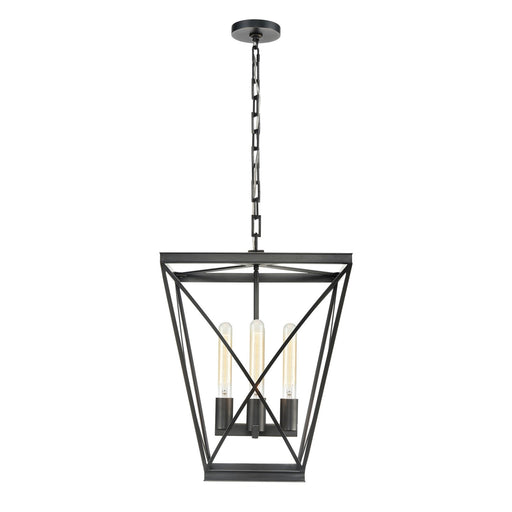 Kuzco Lattice 16in 4-Light Pendant | Modern Urban Bronze Brass Frame with Criss-Cross Bands | Dining Room & Entryway | Model PD309616UB