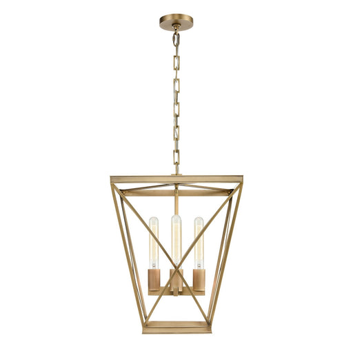 Kuzco Alora Lattice 16in 4-Light Pendant | Industrial Vintage Brass Metal | Kitchen Island & Dining Room | 16 x 16 x 21 in | Model PD309616VB