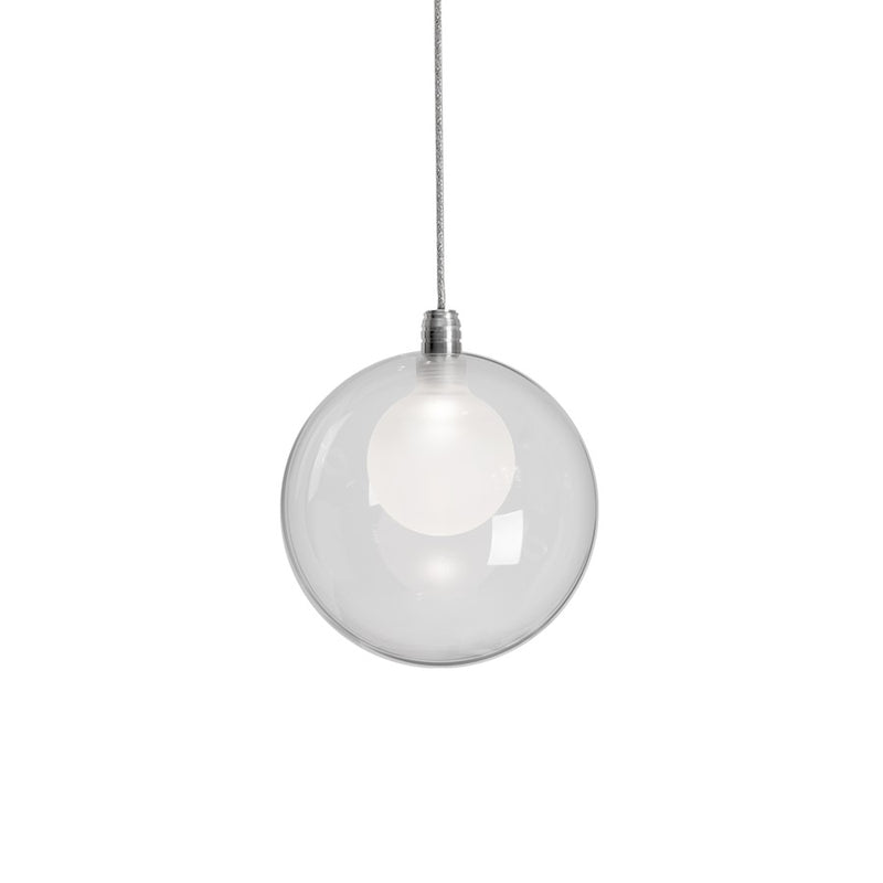 Kuzco Bolla 6in 1-Light Pendant | Modern Chrome Aluminum and Frosted Glass | Kitchen Island & Dining Room | 5.5 x 5.5 x 6 in | Model PD3106