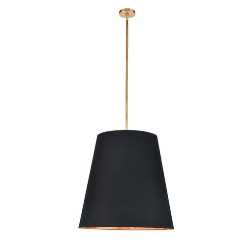Kuzco Calor 25in 3-Light Pendant | Black Linen and Gold Parchment Vintage Brass | Kitchen Island & Dining Room | Model PD311025VBBG
