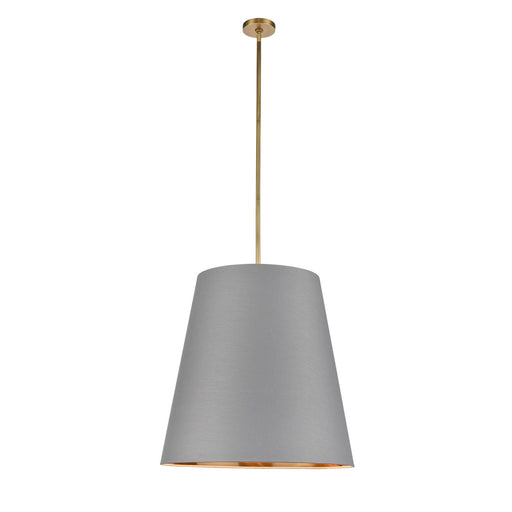 Kuzco Calor 25in 3-Light Pendant | Gray Linen and Gold Parchment with Vintage Brass | Dining Room & Kitchen Island | Model PD311025VBGG