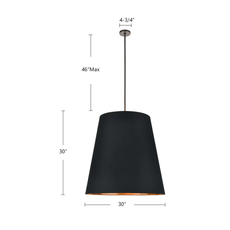 Kuzco Calor 30in 3-Light Pendant | Classic Urban Bronze and White Linen with Gold Parchment Interior | Dining Room & Kitchen | Model PD311030UBWG