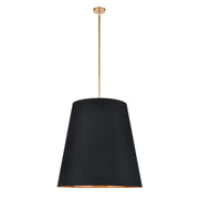 Kuzco Calor 30in 3-Light Pendant | Black Linen and Gold Parchment Vintage Brass | Kitchen Island & Dining Room | 30 x 30 x 30 in | Model PD311030VBBG