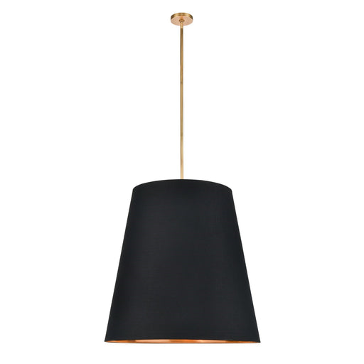Kuzco Calor 30in 3-Light Pendant | Black Linen and Gold Parchment Vintage Brass | Kitchen Island & Dining Room | 30 x 30 x 30 in | Model PD311030VBBG