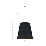 Kuzco Calor 30in 3-Light Pendant | Black Linen and Gold Parchment Vintage Brass | Kitchen Island & Dining Room | 30 x 30 x 30 in | Model PD311030VBBG