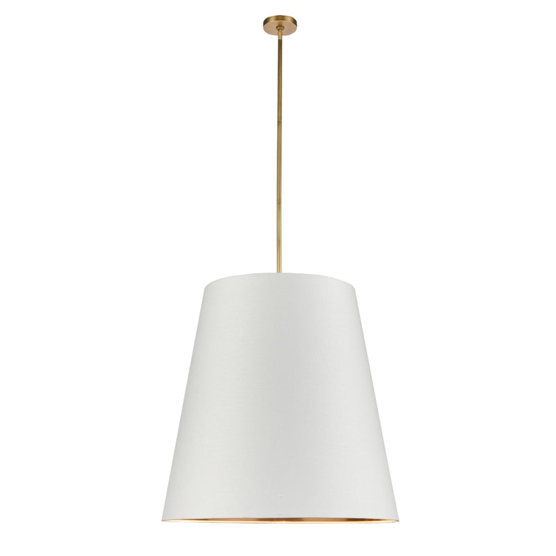 Kuzco Calor 30in 3-Light Pendant | Vintage Brass and White Linen with Gold Parchment Shade | Kitchen Island & Dining Room | Model PD311030VBWG
