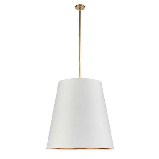 Kuzco Calor 30in 3-Light Pendant | Vintage Brass and White Linen with Gold Parchment Shade | Kitchen Island & Dining Room | Model PD311030VBWG