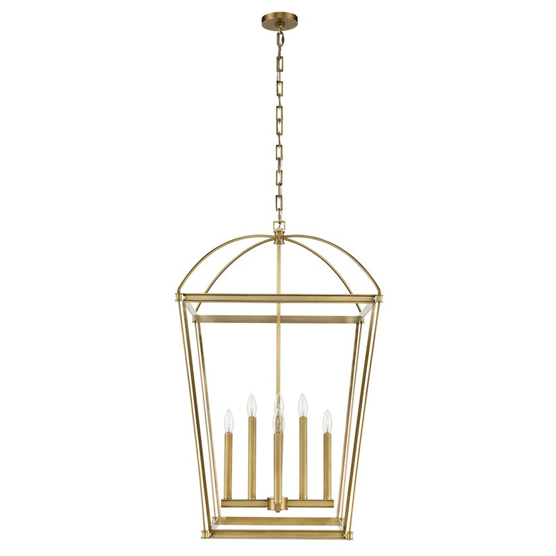 Kuzco Manor 24in 8-Light Pendant | Traditional Vintage Brass Solid Brass | Dining Room & Entryway | 8 x 60W E12 Candelabra | Model PD312224VB