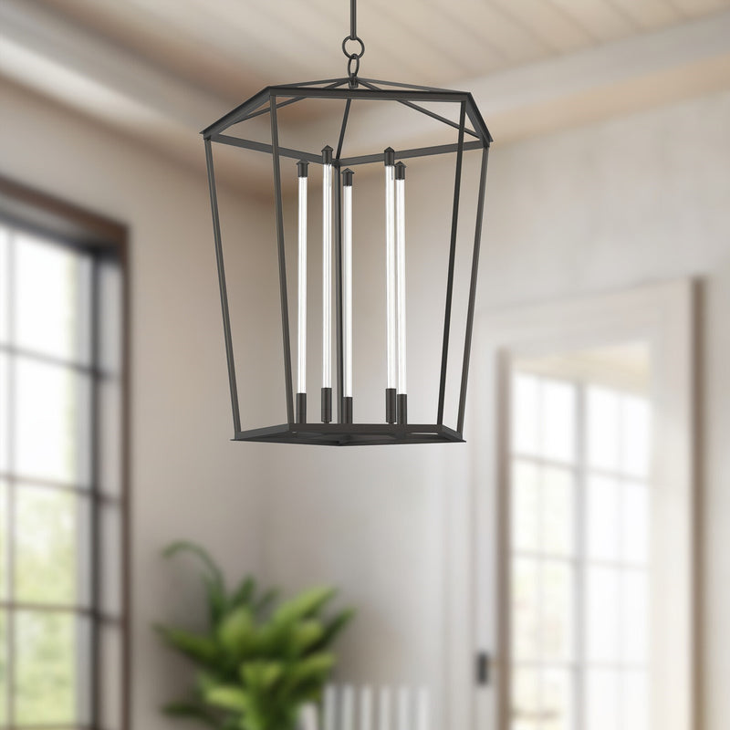 Kuzco Delphine 29in 1-Light LED Pendant | Birdcage Urban Bronze and Clear Glass | Living Room & Dining Room | 32.88 x 25.25 in | Model PD317129UB