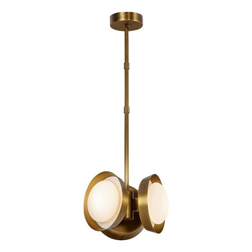 Kuzco Alonso 13in 1-Light LED Pendant | Traditional Vintage Brass Metal and Opal Glass | Kitchen Island & Dining Room | Model PD320313VB