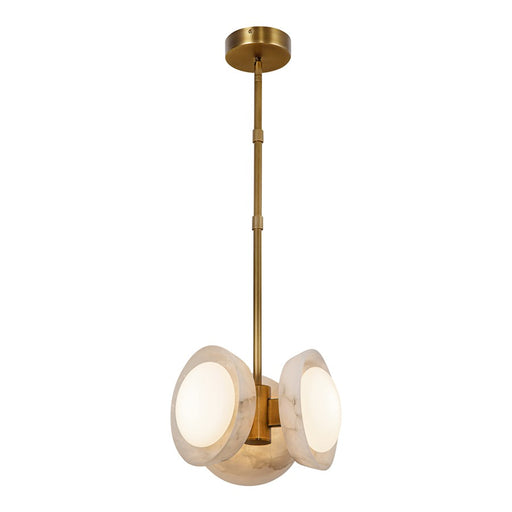 Kuzco Alonso 13in 1-Light LED Pendant | Vintage Brass and Alabaster Shade | Kitchen Island & Dining Room | 12.6 x 12.6 x 8.5 in | Model PD320313VBAR