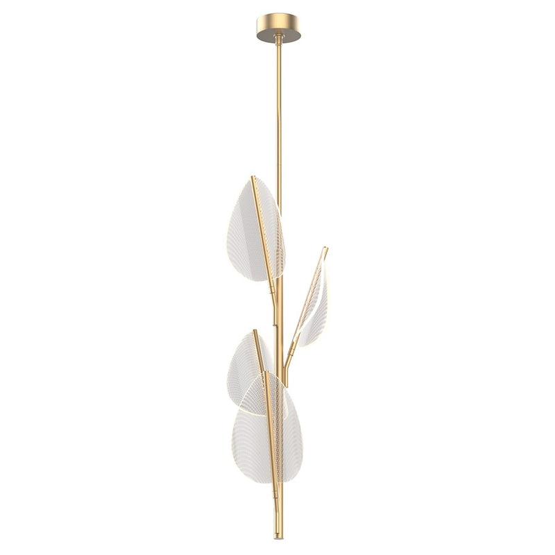 Kuzco Flora 37in 4-Head LED Pendant | Art Deco Natural Brass and Clear Acrylic | Dining Room & Living Room | 37 x 11 in | Model PD321104NB