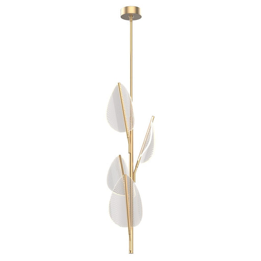 Kuzco Flora 37in 4-Head LED Pendant | Art Deco Natural Brass and Clear Acrylic | Dining Room & Living Room | 37 x 11 in | Model PD321104NB