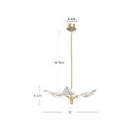 Kuzco Flora 31in 5-Light LED Pendant | Art Deco Natural Brass and Clear Acrylic Light Guide | Dining Room & Living Room | Model PD321105NB