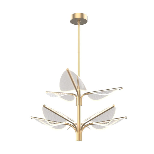 Kuzco Flora 31in 8-Head LED Pendant | Art Deco Natural Brass and Clear Acrylic | Dining Room & Living Room | 31 x 31 x 17.5 in | Model PD321132NB