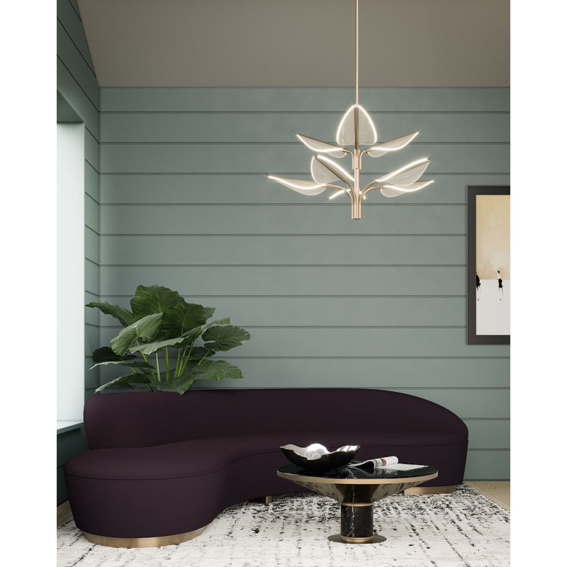 Kuzco Flora 31in 8-Head LED Pendant | Art Deco Natural Brass and Clear Acrylic | Dining Room & Living Room | 31 x 31 x 17.5 in | Model PD321132NB