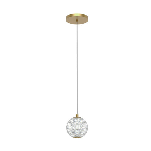 Kuzco Alora Marni 5in 1-Light LED Pendant | Natural Brass and Clear Carved Acrylic | Bedroom & Hallway Accent Light | Model PD321201NB