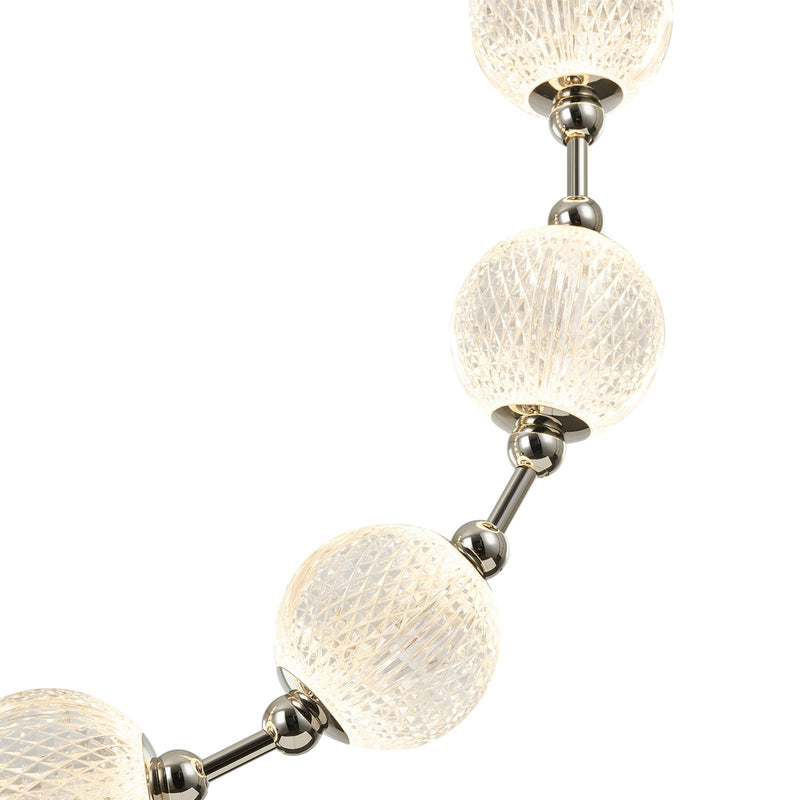 Kuzco Alora Marni 58in 8-Light LED Linear Pendant | Polished Nickel and Clear Carved Acrylic | Kitchen Island & Dining Room | Model PD321708PN