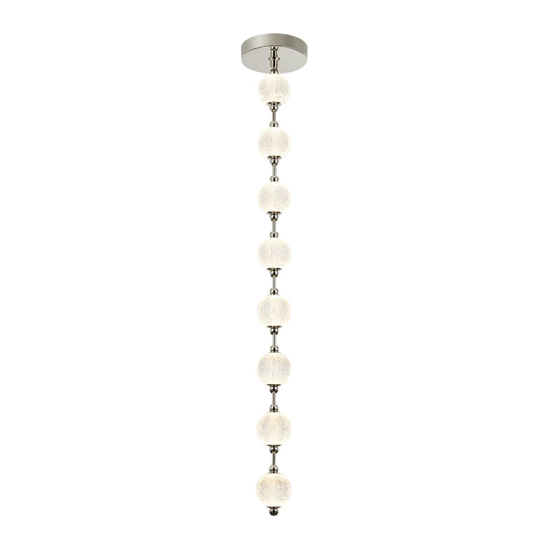 Kuzco Alora Marni 58in 8-Light LED Linear Pendant | Polished Nickel and Clear Carved Acrylic | Kitchen Island & Dining Room | Model PD321708PN