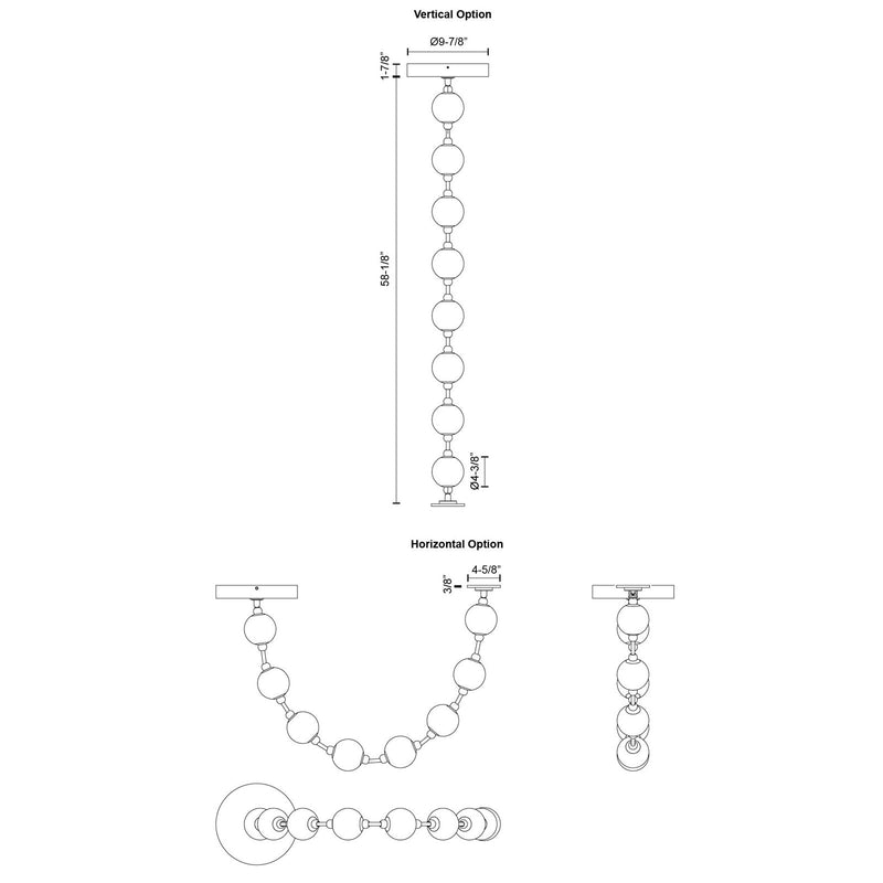 Kuzco Alora Marni 58in 8-Light LED Linear Pendant | Polished Nickel and Clear Carved Acrylic | Kitchen Island & Dining Room | Model PD321708PN