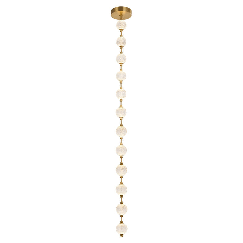 Kuzco Marni 86in 12-Light LED Pendant | Natural Brass and Clear Carved Acrylic | Kitchen Island & Dining Room | Model PD321712NB