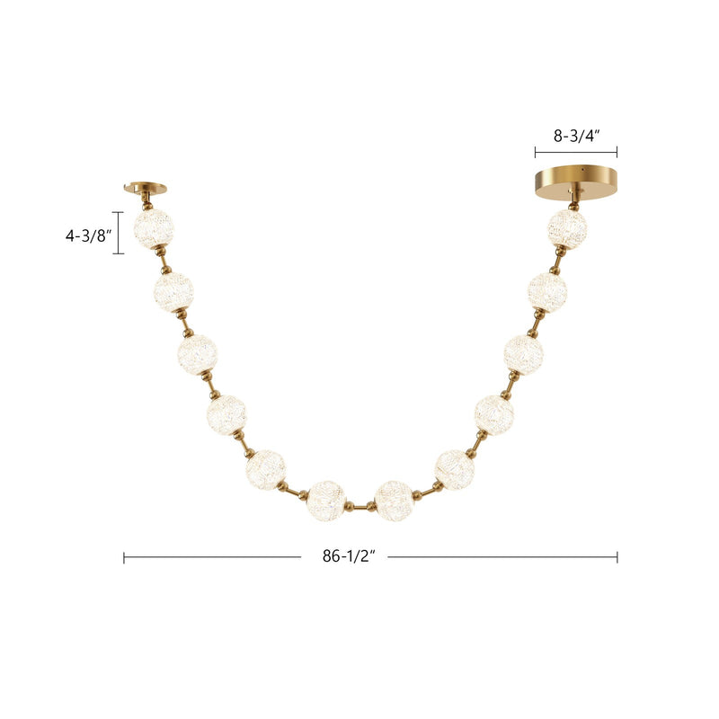 Kuzco Marni 86in 12-Light LED Pendant | Natural Brass and Clear Carved Acrylic | Kitchen Island & Dining Room | Model PD321712NB