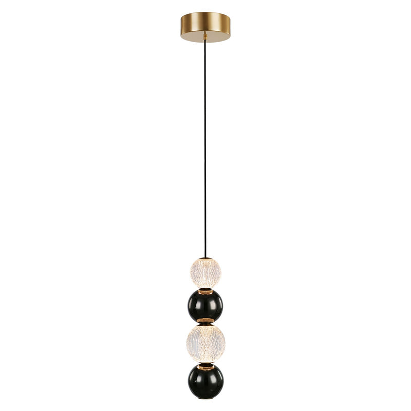 Kuzco Onyx 5in LED Pendant | Natural Brass and Clear Carved Acrylic | Kitchen Island & Dining Room | 5 x 5 x 15 in | Model PD321815NB