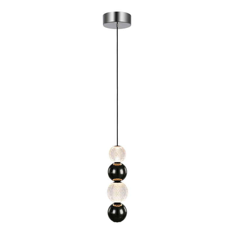 Kuzco Alora Onyx 5in LED Pendant | Modern Polished Nickel Aluminum and Clear Carved Acrylic | Dining Room & Kitchen Island | Model PD321815PN